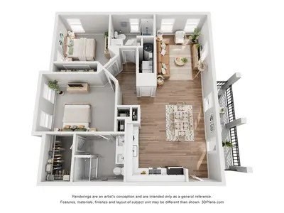 Floor plan for 2 beds, 2 baths, 1179 sqft
